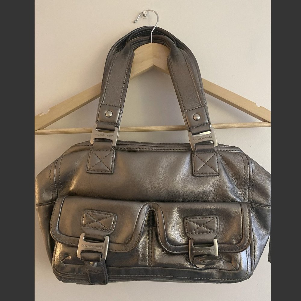 MICHAEL Michael Kors, Gunmetal Ranger Leather Satchel (Y2K!)